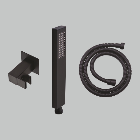 Matt Black Hand Shower Set with1.5mtr Flexible Hose & Swivel Hook – Aquant India